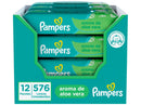 Kit com 12 Pacotes de Lenços Umedecidos Pampers Aroma de Aloe Vera de 48 Unidades